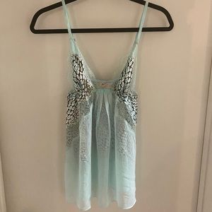 Teal Animal Print Lace Babydoll